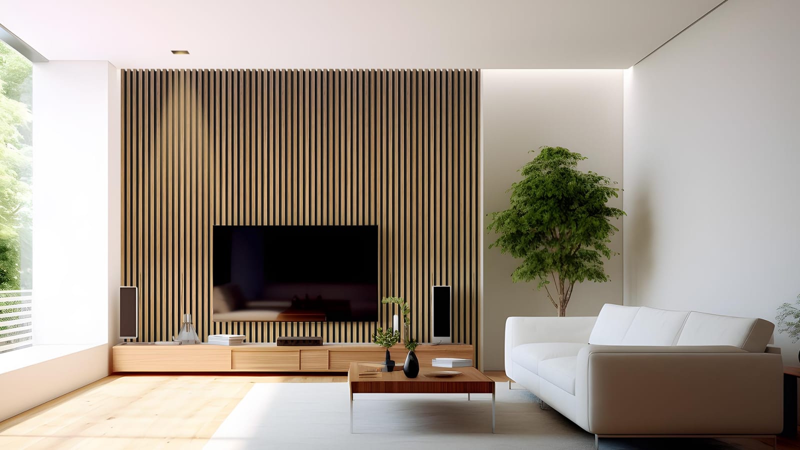 Decorative wall panel in an interior