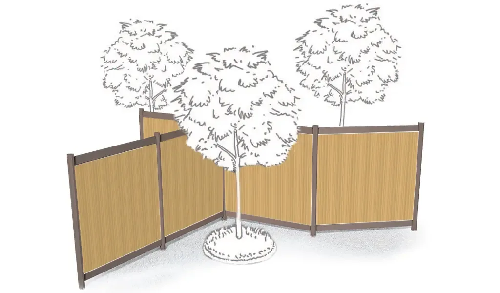 Corner, fence turning at an angle
